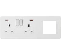 Knightsbridge Screwless 13A 2G DP Socket with USB Fastcharge + 2G Modular Combination Plate - Matt White