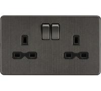 Knightsbridge SFR9000SB Screwless 13A 2G DP Switched Socket - Smoked Bronze