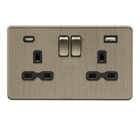 Knightsbridge Screwless 13A 2G SP Switched Socket with dual USB C+A 5V DC 4.0A