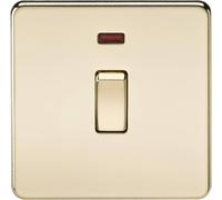 Knightsbridge Screwless 20A DP Switch w/ Neon - Polished Brass - SF8341NPB