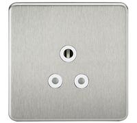 Knightsbridge SCREWLESS 5A UNSWITCHED SOCKET - BRUSHED CHROME WITH WHITE INSERT SF5ABCW