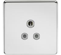 Knightsbridge SF5 APCG Screwless Unswitched Socket, Polished Chrome with Grey Insert, 5 A