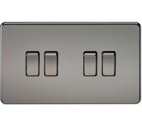 Knightsbridge SF4100BN Screwless 10 A 4-Gang 2 Way Switch, Black Nickel