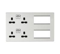 Knightsbridge Screwless Combination Plate - Brushed Chrome with Black Insert