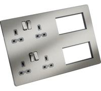Knightsbridge Screwless Combination Plate - Brushed Chrome with Grey Insert