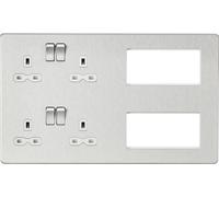Knightsbridge Screwless Combination Plate - Brushed Chrome with White Insert