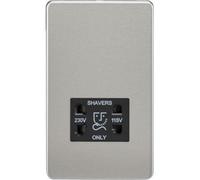 Knightsbridge Screwless Dual Voltage 115V/230V Shaver Socket Brushed Chrome & Black Insert - Sf8900Bc