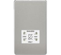 Knightsbridge Screwless Dual Voltage 115V/230V Shaver Socket - Brushed Chrome White Insert Sf8900Bcw