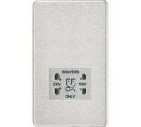 Knightsbridge Screwless Dual Voltage Shaver Socket 115/230V Brushed Chrome Grey Insert Ip41 - Sf8900Bcg