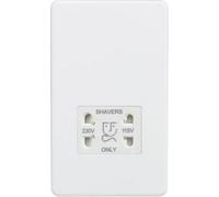 Knightsbridge Screwless Dual Voltage Shaver Socket 115/230V Matt White - Bathroom Ip41 Metal Plate Sf8900Mw