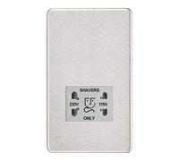 Knightsbridge SF8900BCG Screwless 115V/230V Dual Voltage Shaver Socket - Brushed Chrome + Grey Insert
