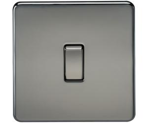 Knightsbridge Screwless Flat Plate 10AX 1G Intermediate Switch - Black Nickel