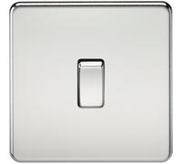 Knightsbridge Screwless Flat Plate 10AX 1G Intermediate Switch - Polished Chrome