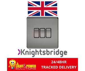 Knightsbridge Screwless Flat Plate 10AX 3G 2-Way Switch - Black Nickel