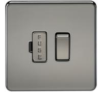 Knightsbridge Screwless Flat Plate 13A Switched Fused Spur Unit - Black Nickel