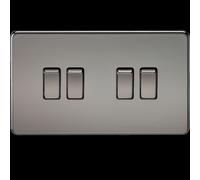 Knightsbridge SF4100BN Screwless 10 A 4-Gang 2 Way Switch, Black Nickel