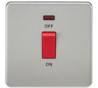 Knightsbridge SF8331NBC Screwless 45 A 1-Gang DP Switch, Brushed Chrome with Neon