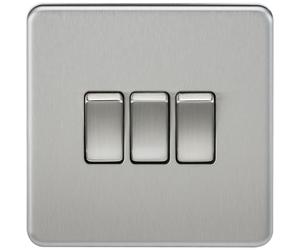 Knightsbridge Screwless Flatplate light switches & sockets BRUSHED CHROME range
