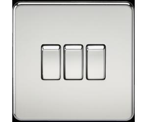 Knightsbridge Screwless Flatplate light switches & sockets POLISHED CHROME range
