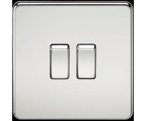Knightsbridge Screwless Flatplate light switches & sockets POLISHED CHROME range
