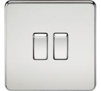 Knightsbridge SF3000PC Screwless 10AX 2G 2-Way Switch - Polished Chrome