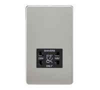 KnightsBridge Screwless Polished Chrome Shaver Socket Dual Voltage 115/230V - Black Insert