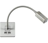 Knightsbridge Screwless Reading Light with Dual USB Charger - Brushed Chrome
