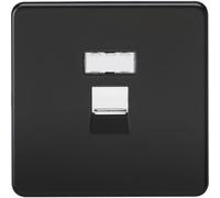 Knightsbridge Screwless RJ45 network outlet - matt black with chrome shutter - SFRJ45MB