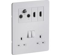 Knightsbridge Screwless Small Multimedia Combination Plate - Matt White