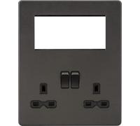 Knightsbridge Screwless Small Multimedia Combination Plate - Smoked Bronze