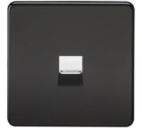 Knightsbridge Screwless Telephone Extension Socket - Matt Black with Chrome Shutter - SF7400MB