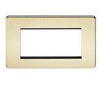 Knightsbridge SF4GPB Screwless 4G Modular Faceplate - Polished Brass