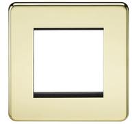 Knightsbridge SF2GPB Screwless 2G Modular Faceplate - Polished Brass