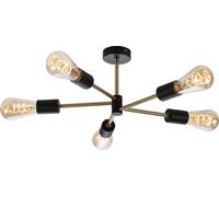 Knightsbridge Sena - 230V IP20 E27 5 Light Ceiling Pendant, Matt Black and Brushed Gold