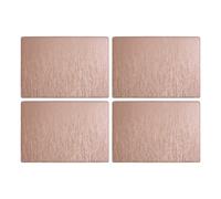 Maison Placemats, Set of 4 Leather Effect, Rectangle/ pearl Fringe, Gold