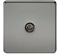 Knightsbridge SF0100BN (Non-Isolated Screwless 1-Gang Tv Outlet, 230 V, Black Nickel