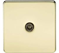 Knightsbridge SF0100PB (Non-Isolated) Screwless 1-Gang Tv Outlet, Polished Brass