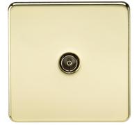Knightsbridge SF0100PB Screwless 1G TV Outlet (Non-Isolated) - Polished Brass