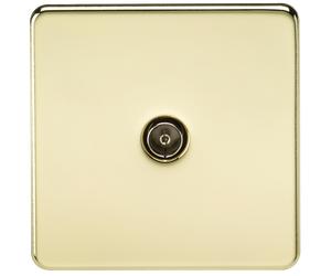 Knightsbridge SF0100PB Screwless 1G TV Outlet (Non-Isolated) - Polished Brass