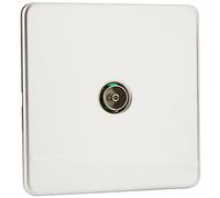 Knightsbridge SF0100PC (Non-Isolated) Screwless 1-Gang Tv Outlet, Polished Chrome
