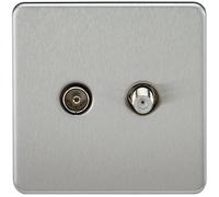 Knightsbridge Screwless TV & SAT TV Outlet (Isolated) - Brushed Chrome - SF0140BC
