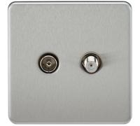 Knightsbridge SF0140BC Screwless TV & SAT TV Outlet (Isolated) - Brushed Chrome