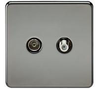 Knightsbridge London TV & SAT Outlet SF0140BN – Screwless, Isolated – Black Nickel