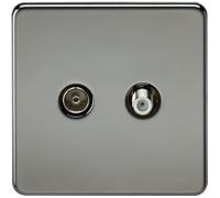 Knightsbridge SF0140BN Screwless TV & SAT TV Outlet (Isolated) - Black Nickel