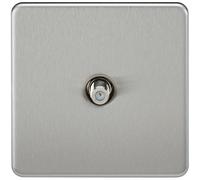 Knightsbridge SF0150BC (Non-Isolated) Screwless 1-Gang Sat Tv Outlet, Brushed Chrome