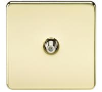 KnightsBridge SAT TV Outlet 1G Screwless Polished Brass Non-Isolated Wall Plate