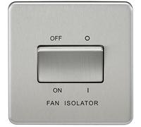 Knightsbridge SF1100BC Screwless 10 A 3 Pole Fan Isolator Switch, 24 W, 230 V, Brushed Chrome