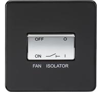 KnightsBridge 10A 1G 3 Pole 230V Screwless Matt Black Electric Fan Isolator Switch