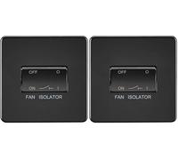 Knightsbridge SF1100MBB Screwless 3 Pole Fan Isolator Switch, 230 V, Matt Black (Pack of 2)