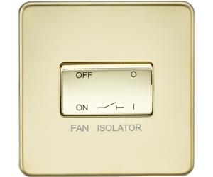 Knightsbridge SF1100PB Screwless 10AX 3 Pole Fan Isolator Switch - Polished Brass
